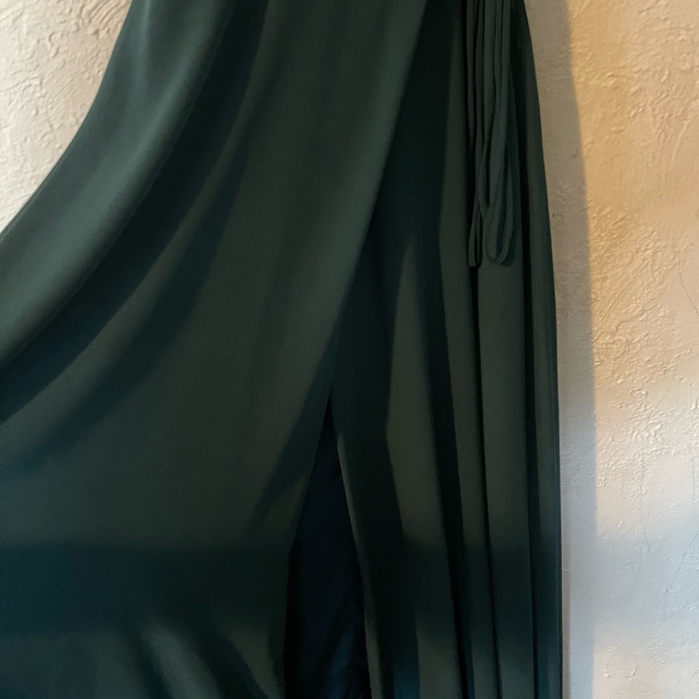 Lulus Easy  Listening Forest Green Cold-Shoulder Wrap Maxi Dress - Picture 9 of 12